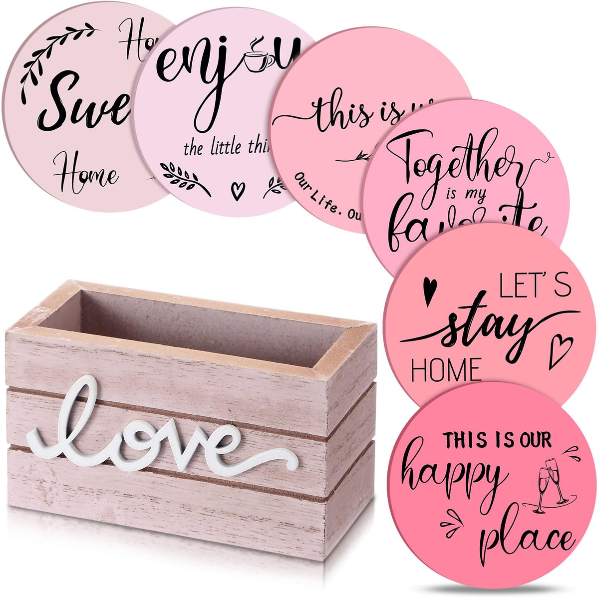 Queekay House Warming Gifts New Home Farmhouse Coasters Set of 6, Mixed