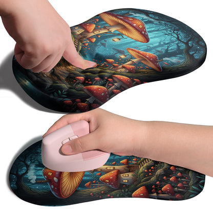 Ergonomic Joint Wrist Support Mouse Pad with Memory Foam Cushion Massage Bump, Carpal Tunnel Pain Relief Mousepad Slope Design for Wrist Rest, 11.8x7.9 in, Black
