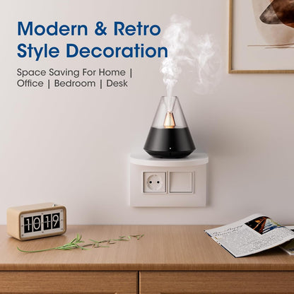 Ultrasonic Essential Oil Diffuser, 150ML Modern Aromatherapy Diffuser with Candle Light, 2 Mist Mode, Remote Control, Auto-Off, Small Cool Mist Humidifier for Home Bedroom Office Yoga, Black