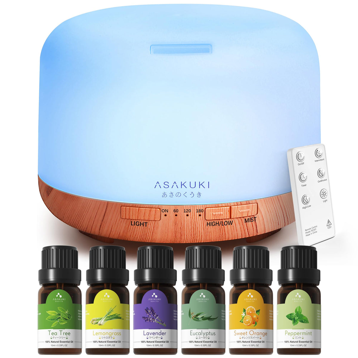 ASAKUKI Essential Oil Diffuser, 300ml Aromatherapy Oil Humidifier