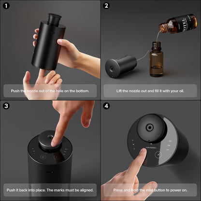 Airversa ANX Waterless Diffuser for Essential Oil for Home, Room, Black