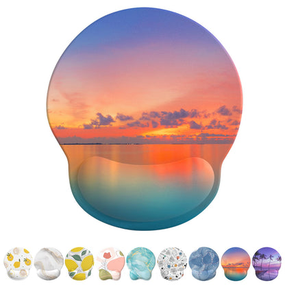 eulps Mouse Pad with Wrist Rest, Comfortable Computer Mousepad with Gel Wrist Support Smooth Surface and Non-Slip PU Base for Pain Relief, Laptop, Office & Home (Cyan Pink Marble)