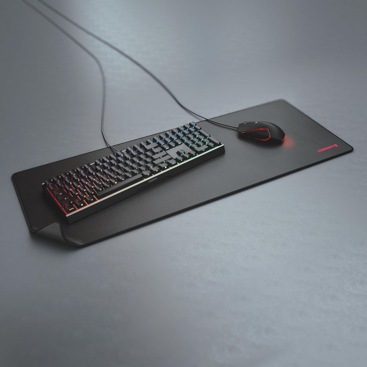 Cherry MP 2000, Premium Mouse Pad in XXL (31.50" x 13.78" x 0.20"), Smooth Fabric Surface for Precision, Sewn Edges, Non-Slip Bottom, Rollable, Comfortable, Black