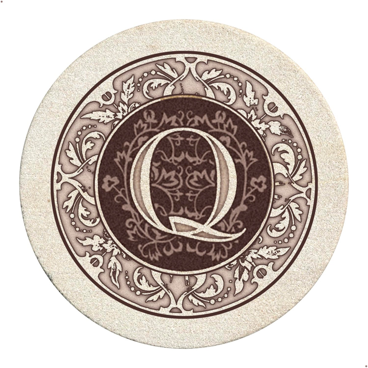 Thirstystone Monogram Round Natural Sandstone Coaster 4 Pack (Letter B)