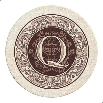 Thirstystone Monogram Round Natural Sandstone Coaster 4 Pack (Letter B)