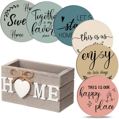 Queekay House Warming Gifts New Home Farmhouse Coasters Set of 6, Mixed