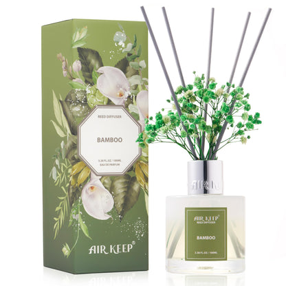 Airkeep Reed Diffuser Set,3.38 fl oz (100 ml) - Clean Linen Oil Diffusers with 8 Reed Sticks,Home Fragrance Reed Diffuser for Bathroom Shelf Decor