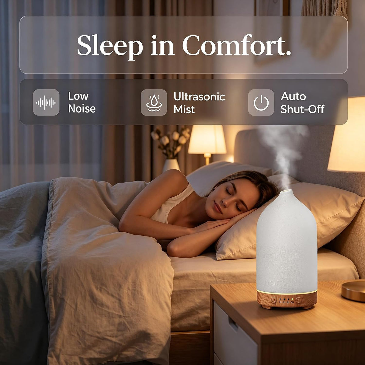 Gooamp 200ML Ceramic Essential Oil Diffuser for Home, Stone Diffuser