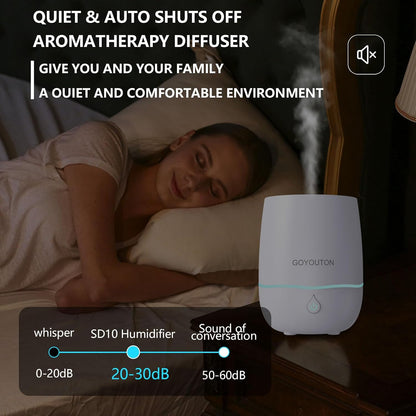 Essential Oil Diffuser, 200ML Diffusers for Home Scent Aromatherapy Diffuser Air Desk Humidifier Oil Diffuser romfor Bedroom Room Office with 7 Color LED Lights Quiet Waterless Auto Shuts-off (White)