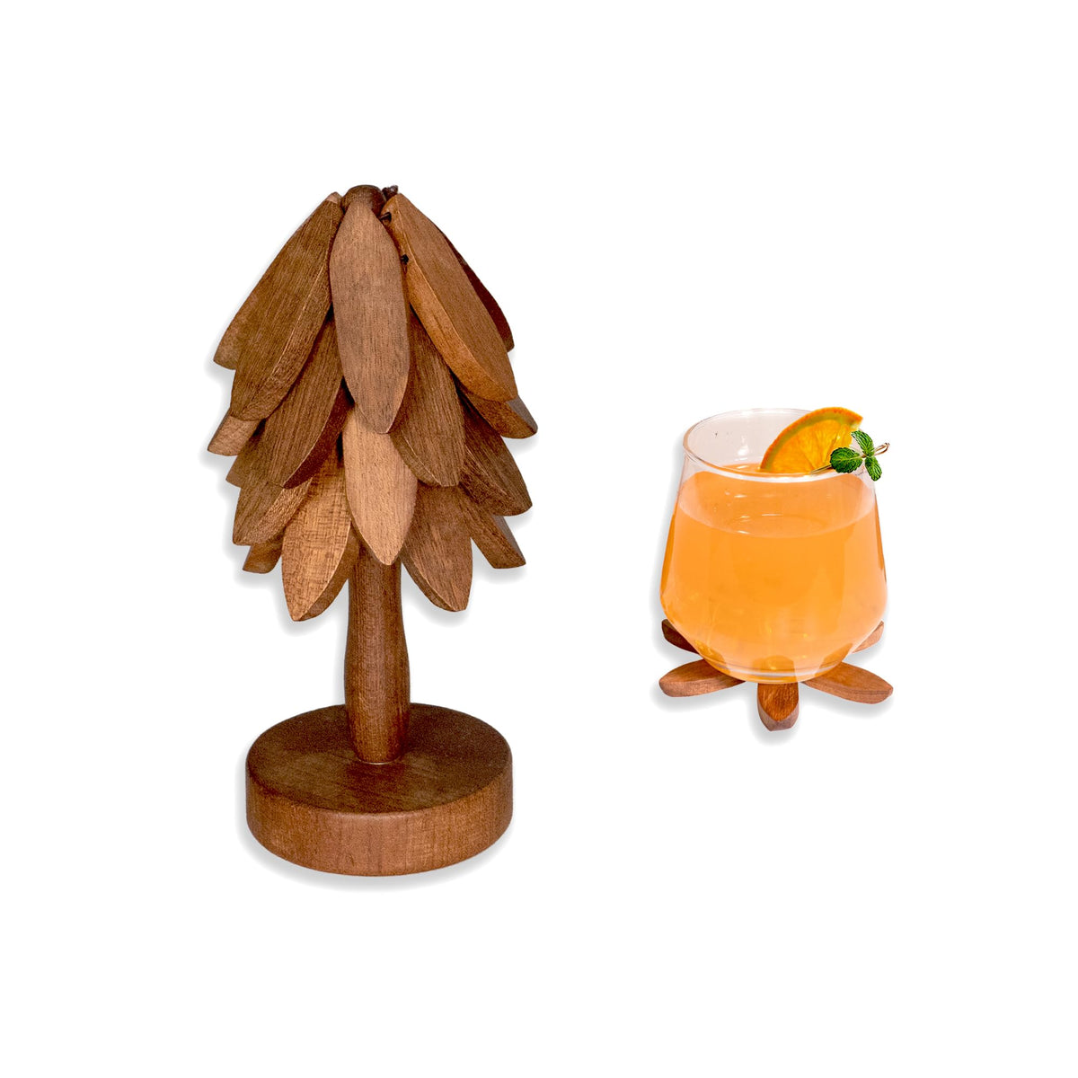 Yuoyar Wooden Tree-Shaped Coasters Set for Coffee Table, Kitchen
