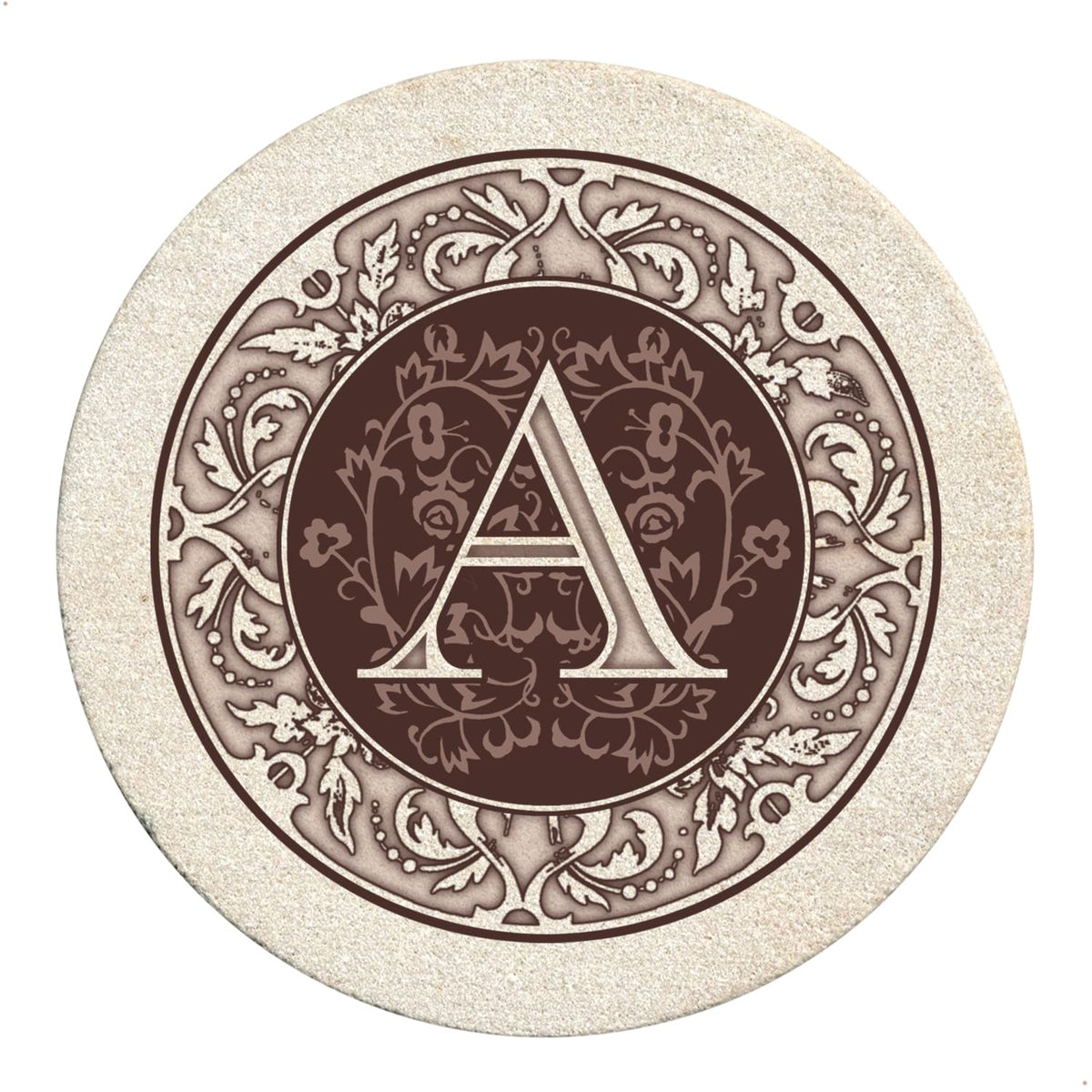 Thirstystone Monogram Round Natural Sandstone Coaster 4 Pack (Letter B)