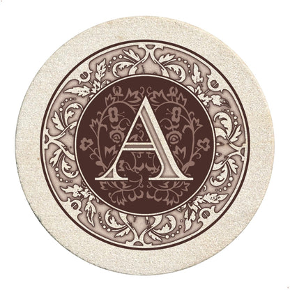 Thirstystone Monogram Round Natural Sandstone Coaster 4 Pack (Letter B)