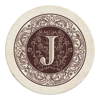 Thirstystone Monogram Round Natural Sandstone Coaster 4 Pack (Letter B)