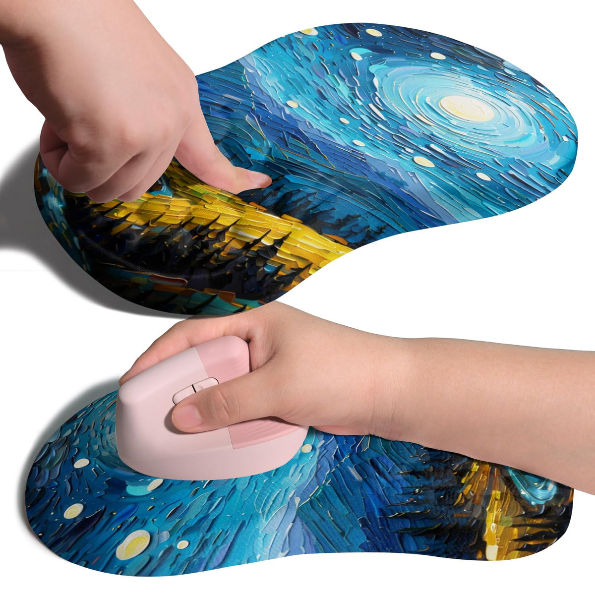 Ergonomic Joint Wrist Support Mouse Pad with Memory Foam Cushion Massage Bump, Carpal Tunnel Pain Relief Mousepad Slope Design for Wrist Rest, 11.8x7.9 in, Black