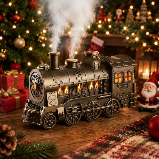 300ml Train Essential Oil Diffuser, 2 Color LED Vintage steam Christmas Train Aromatherapy Diffuser, 2 Dual Mist Modes Train Cool Mist Air Desktop Aroma Humidifier, 2/8 Hour Timer Auto Shut-Off