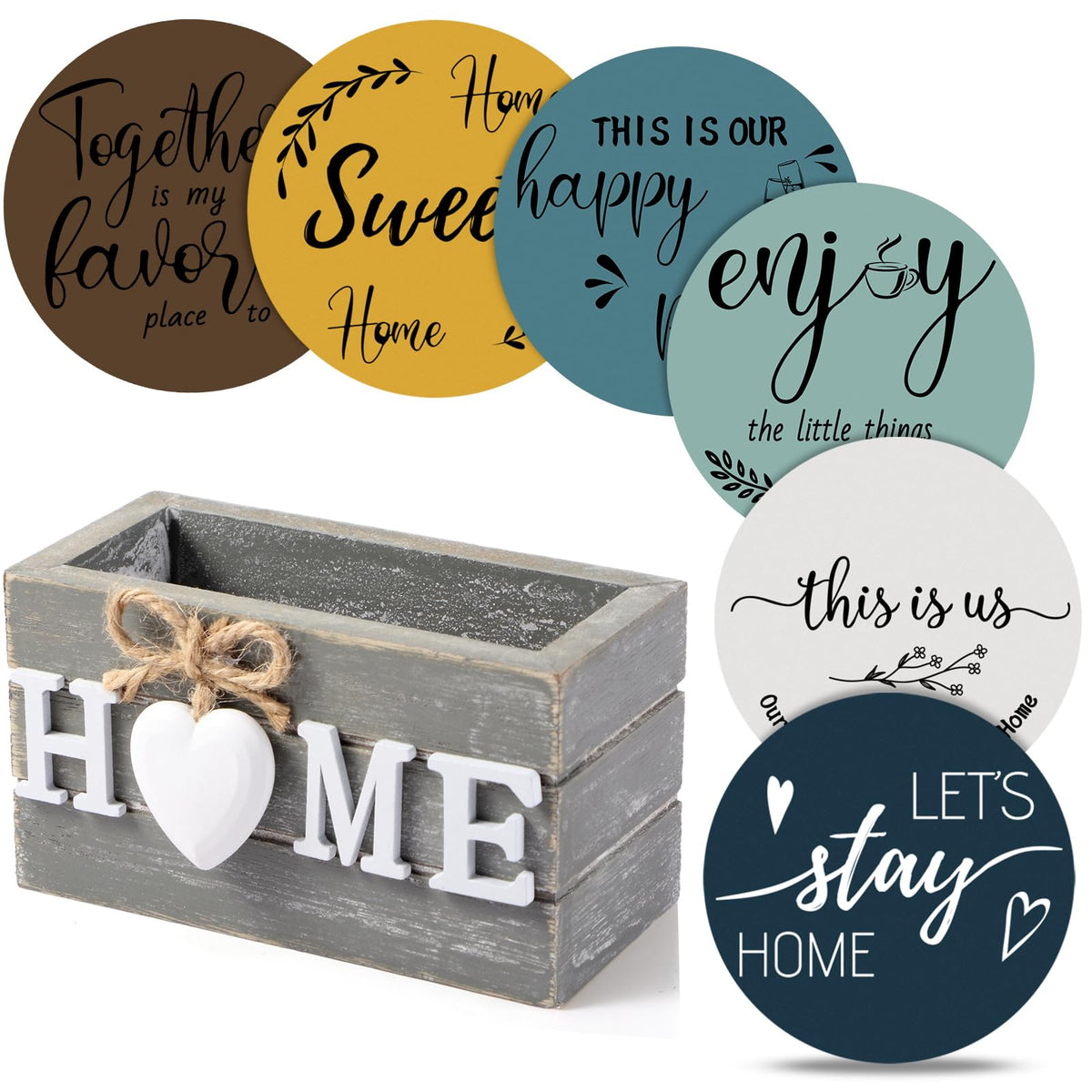 Queekay House Warming Gifts New Home Farmhouse Coasters Set of 6, Mixed