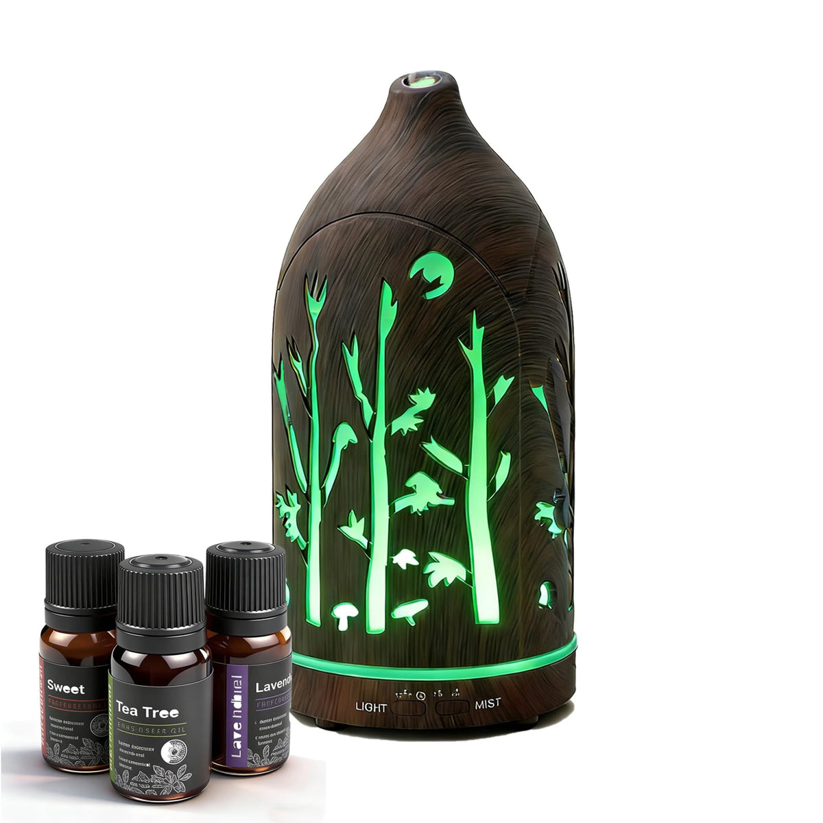 Aromatherapy Diffusers,7.1''x3.5''Diffuser with 3 Essential Oil Set