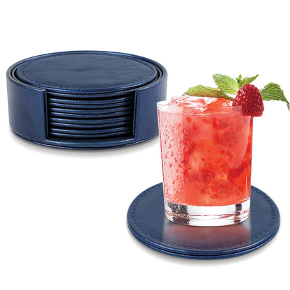 Leather Coasters Set of 6 with Holder, Tabletop Protection, Coffee Table & Bar Decoration, Modern-Style Drink Coasters Suitable for Home Dining Tables & Kitchen Accessories (Brown)