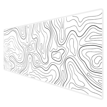 HGWALP Black Topographic Large Gaming Mouse Pad Extended XXL(900 * 400 * 3MM) Mouse Mat Long Desk Pad with Stitched Edges for Keyboard Home Office Gaming Work Big Desk Mat