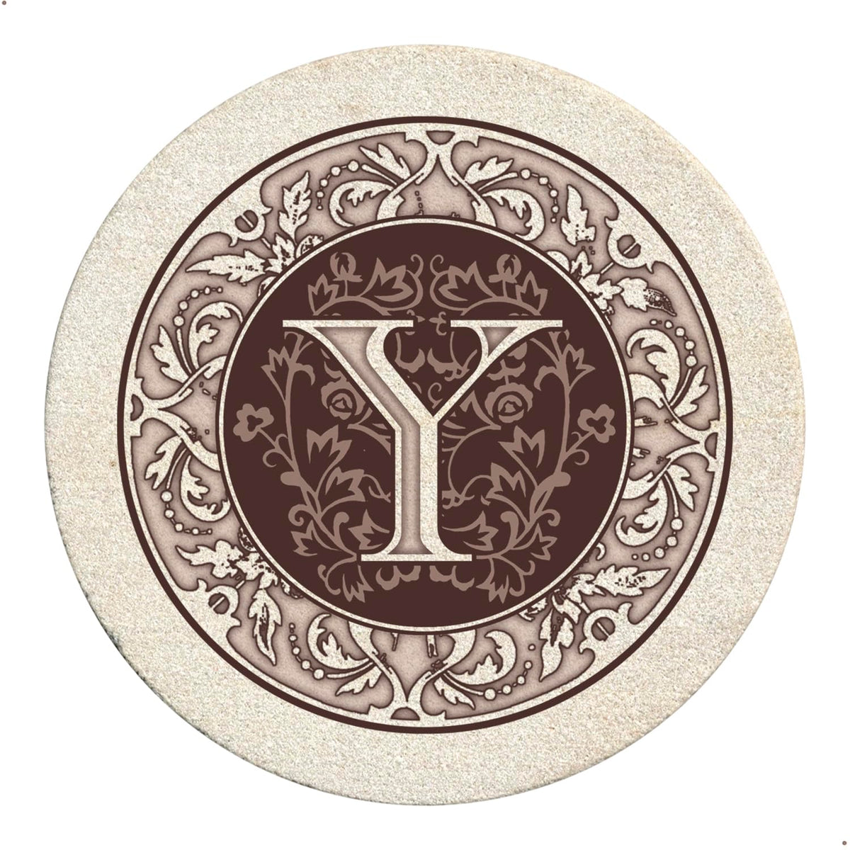 Thirstystone Monogram Round Natural Sandstone Coaster 4 Pack (Letter B)