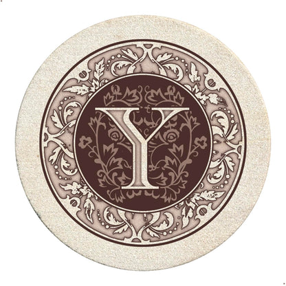 Thirstystone Monogram Round Natural Sandstone Coaster 4 Pack (Letter B)