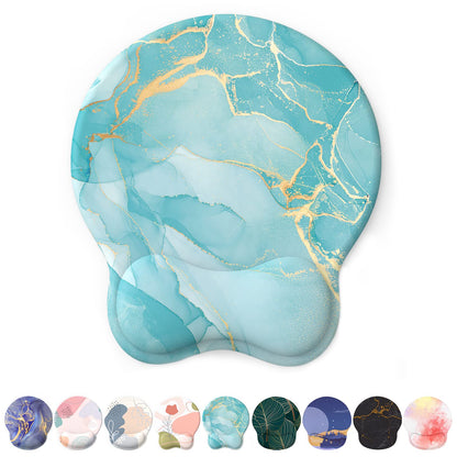 eulps Mouse Pad with Wrist Rest, Comfortable Computer Mousepad with Gel Wrist Support Smooth Surface and Non-Slip PU Base for Pain Relief, Laptop, Office & Home (Cyan Pink Marble)