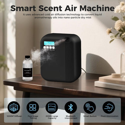 House Scent Machine,Hotel Collection Diffuser, 10000 Sq.Ft of Coverage, 200ml Large Capacity Aromatherapy Machine, Scent Diffusers for Home,Office, Large Room Waterless Essential Oil Diffuser, Black