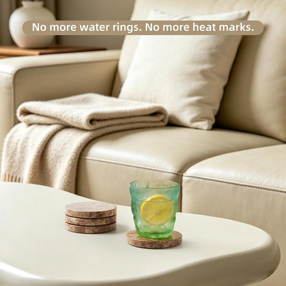 Natural Marble Coaster Set of 4.Round Drinks Coasters,Non-Ceramic/Non-Resin