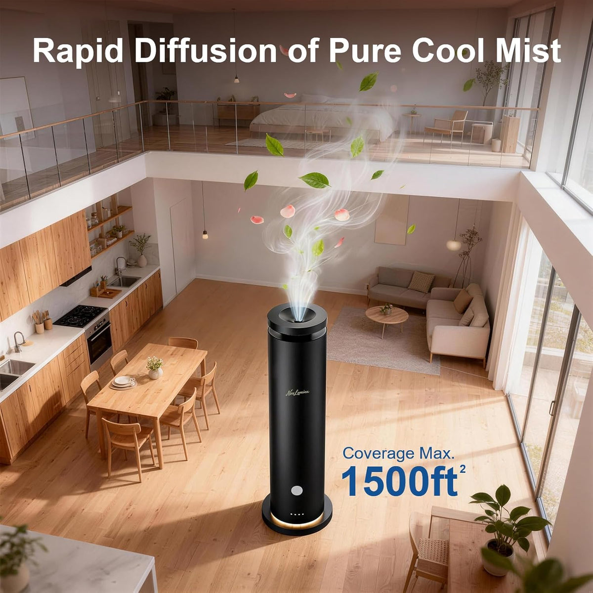 Waterless Diffuser Pro with 5 Scent Oils, Luxury Hotel-Class Essential Oil Diffuser Aromatherapy Machine with 1500 Sq Ft Cover, 6 Mist, 4.06Oz Diffusers for Home Large Room Hotel SPA - Black