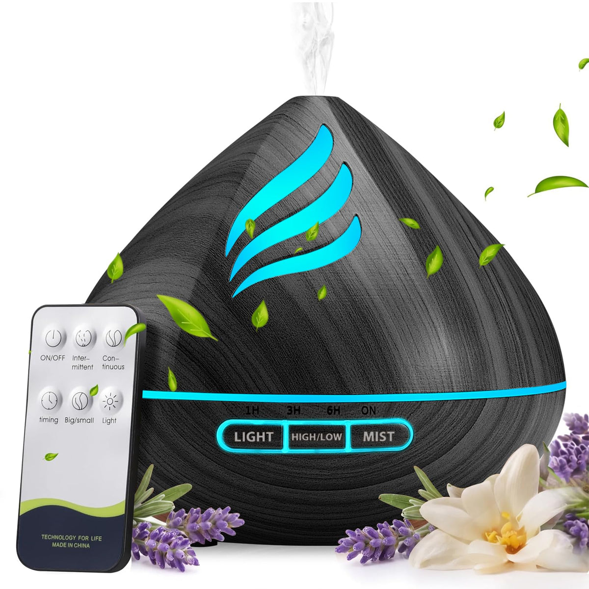 500ML Essential Oil Scent Diffuser: Remote Control &14 Colors LED for Home