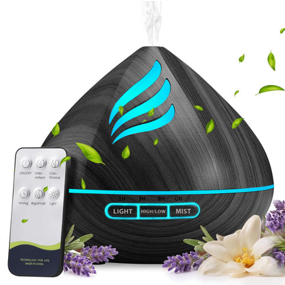 500ML Essential Oil Scent Diffuser: Remote Control &14 Colors LED for Home
