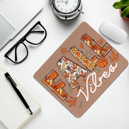 Cztulip Fall Vibe Mouse Pad,Rustic Retro Maple Leaf Pumpkin Acorn Mouse Mat