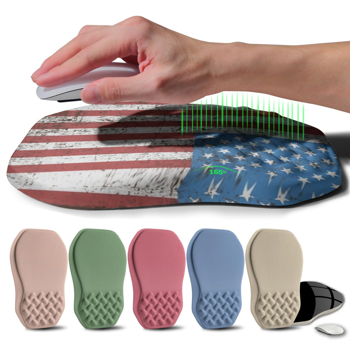 Ergonomic Raised Mouse Pad Wrist Support with Bilateral Slope Memory Foam Mousepad for Wrist Rest and Carpal Tunnel Pain Relief 11.8x7.9〃 Black