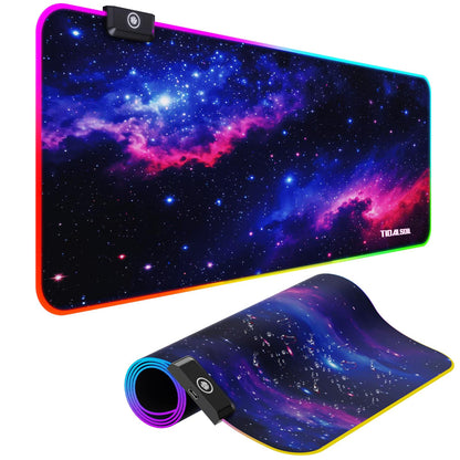 TIDALSOIL RGB Gaming Mouse Pad, 31.5x11.8 in Extended LED Desk Mat, Black