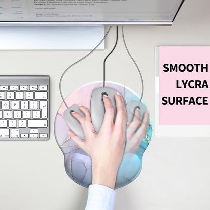 eulps Mouse Pad with Wrist Rest, Comfortable Computer Mousepad with Gel Wrist Support Smooth Surface and Non-Slip PU Base for Pain Relief, Laptop, Office & Home (Cyan Pink Marble)