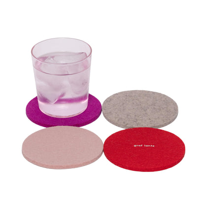 Graf Lantz - Bierfilzl Merino Wool Round Coasters Set of 4 - Heather White (4" Circles) - Absorbs 30% of Weight, German Wool - Heat Resistant, Sustainable, & Reusable - Home Decor & Coffee Table Decor