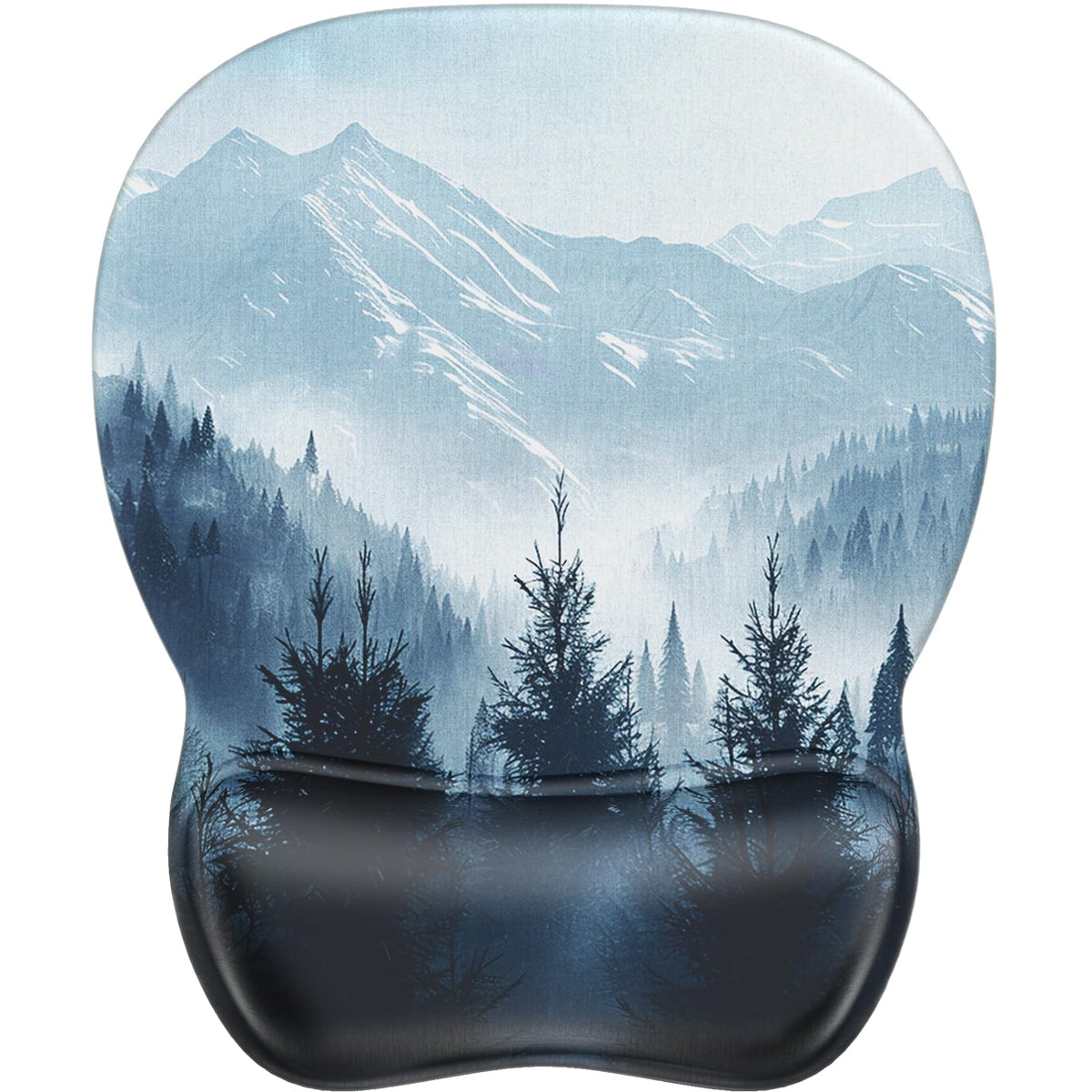 MROCO Ergonomic Mouse Pad with Gel Wrist Rest, 9.4 x 8.1 in, Black Flower