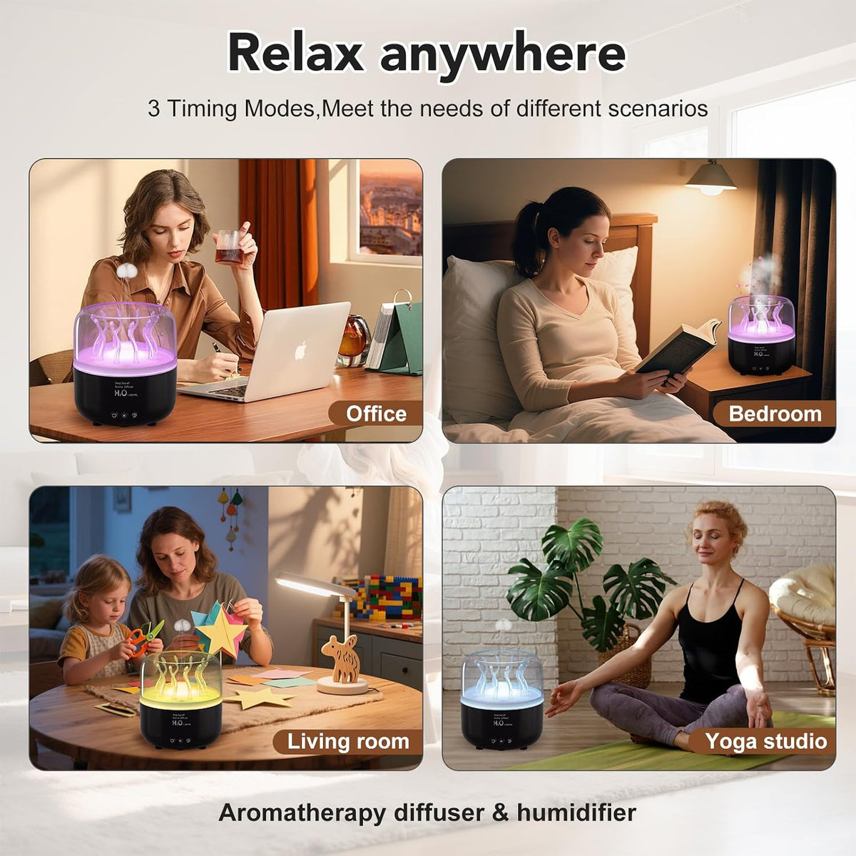 Jellyfish Humidifier Diffuser, 280ml Essential Oil Diffuser with Remote, 7 Color Lights, Quiet Ultrasonic Cool Mist Humidifier for Home, Office, Nursery, Auto-Off (Black)