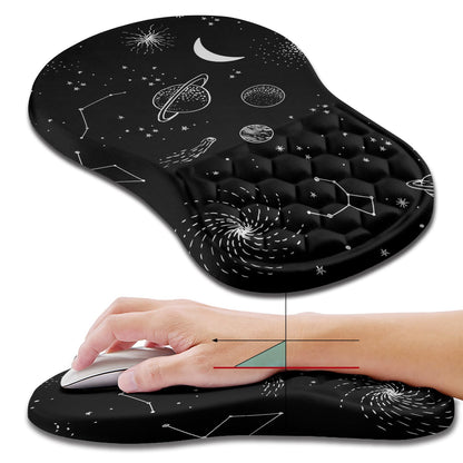 Hokafenle Ergonomic Mouse Pad Wrist Support, Wrist Rest Mousepad for Carpal Tunnel Pain Relief with Integrated Memory Foam Slope Massage Bulge (11.8x7.9 inch,Topographic Contour)