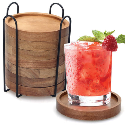 Wood Coasters Set of 4 Farmhouse Outdoor Coster for Drink Patio Table Decor