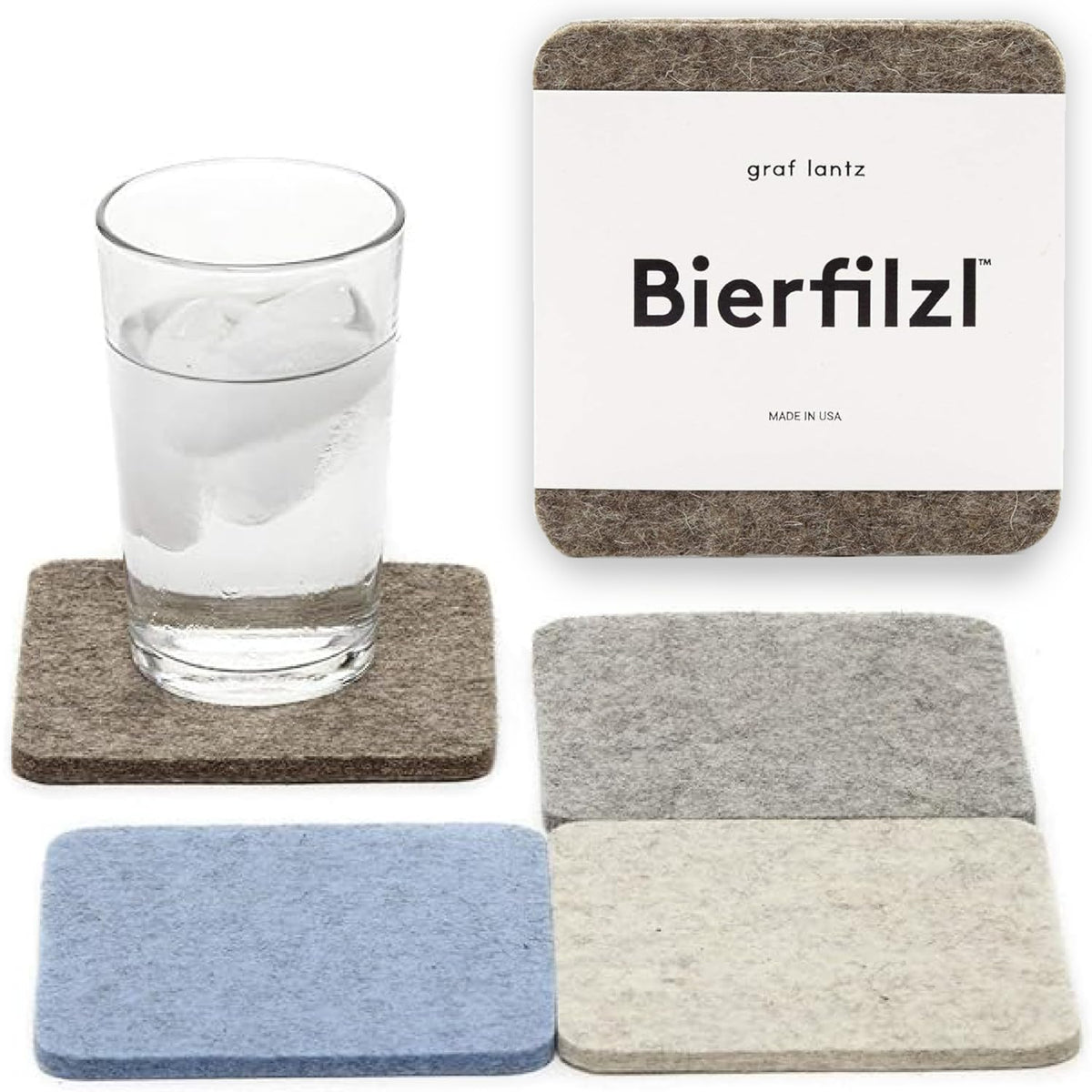 Graf Lantz - Bierfilzl Merino Wool Round Coasters Set of 4 - Heather White (4" Circles) - Absorbs 30% of Weight, German Wool - Heat Resistant, Sustainable, & Reusable - Home Decor & Coffee Table Decor