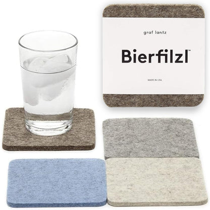 Graf Lantz - Bierfilzl Merino Wool Round Coasters Set of 4 - Heather White (4" Circles) - Absorbs 30% of Weight, German Wool - Heat Resistant, Sustainable, & Reusable - Home Decor & Coffee Table Decor