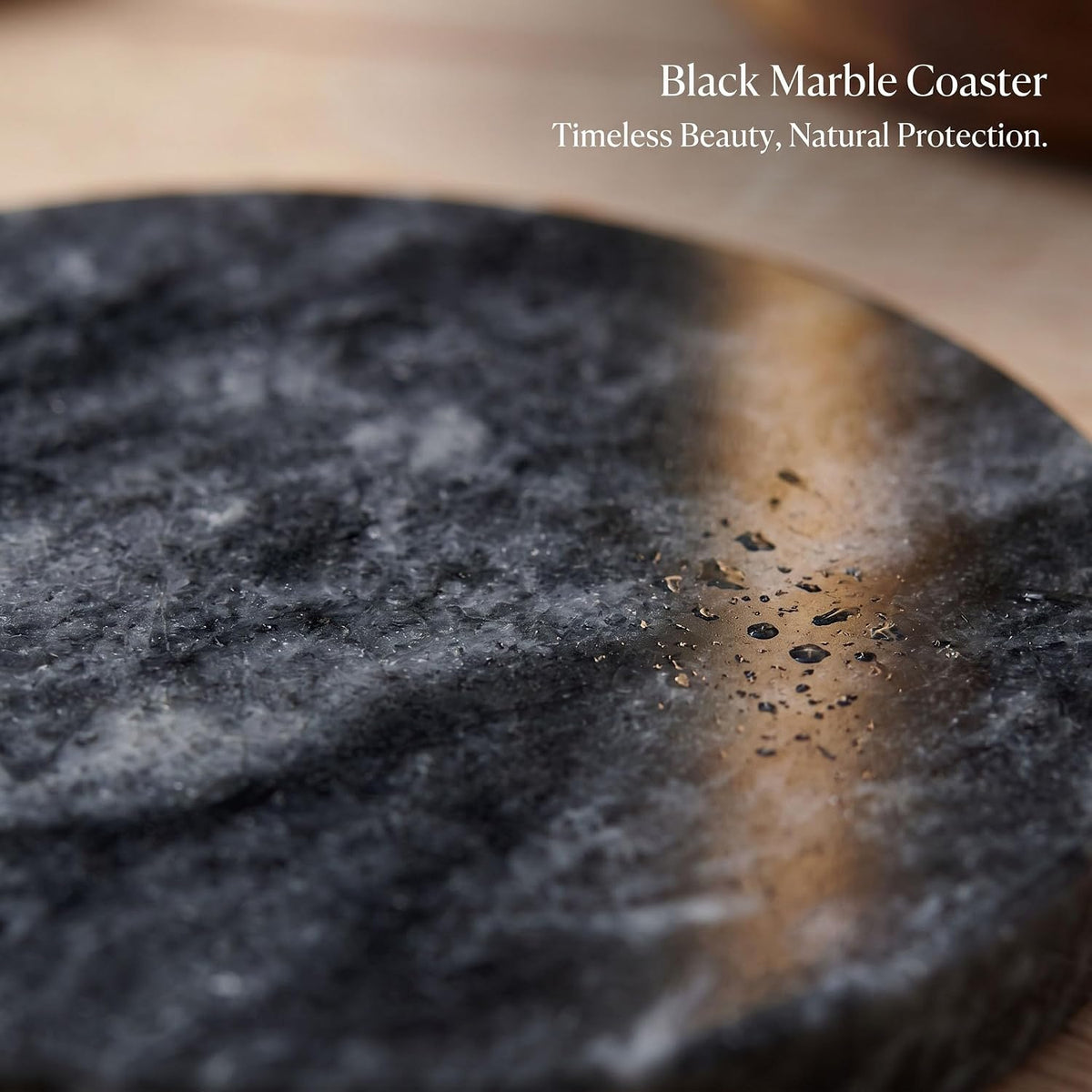 Midnight Black Marble Coasters Set of 4 with Cork Backing