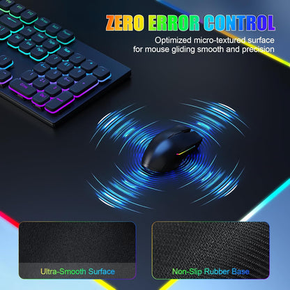 Wireless Charging RGB Mouse Pad with Phone Stand, Large Gaming Desk Mat
