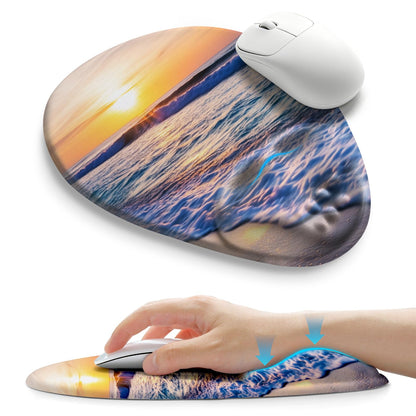Palm-Rest and Wrist-Hugging Mouse Pad Wrist Rest, Ergonomic Wrist Support with Curve Fitting Cushioned Memory Foam for Carpal Tunnel Pain Relief, 9.9 x 8.3 Inch, Dark Night Black