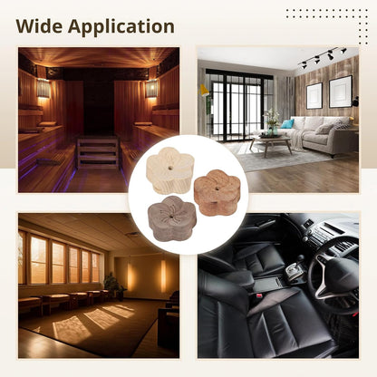 3 PCS Wooden Essential Oil Diffuser, Natural Wood Aromatherapy Diffuser, Small Plum Blossom Car Wood Desktop Air Freshener for Home, Offices, Yoga, Sauna, SPA