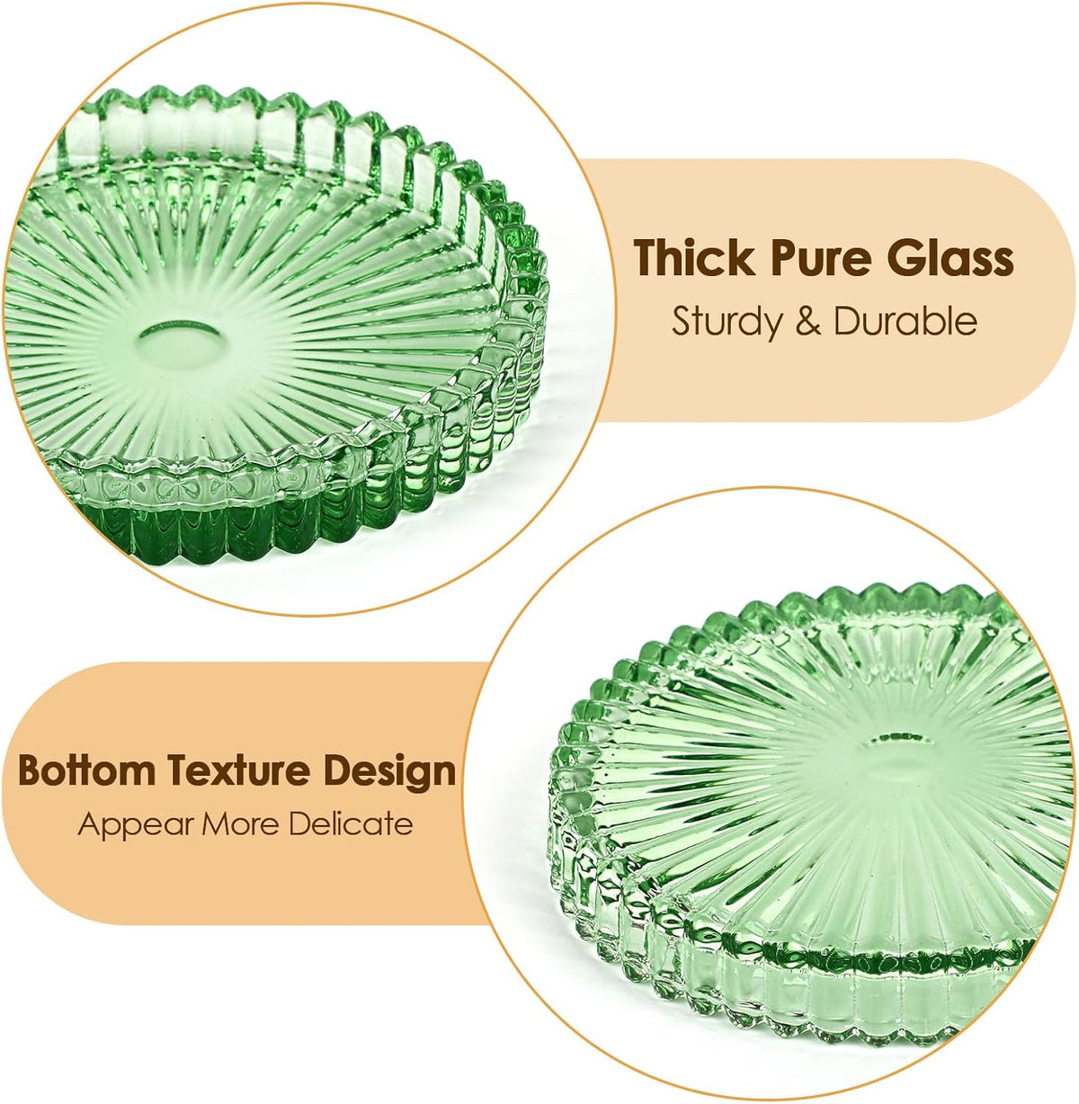 Modern Clear Coaster Set of 5- Glass Coasters for Drinks, Clear Green