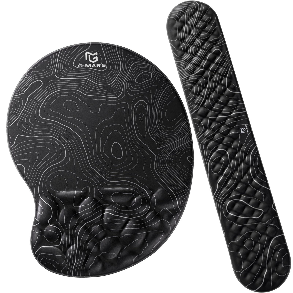 Gimars Large Smooth Superfine Fibre Memory Foam Ergonomic Mouse Pad Wrist Rest Support Mousepad with Nonslip Base for Laptop, Computer, Gaming & Office,Free Coaster Include-Topographic Map