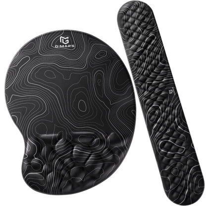 Gimars Large Smooth Superfine Fibre Memory Foam Ergonomic Mouse Pad Wrist Rest Support Mousepad with Nonslip Base for Laptop, Computer, Gaming & Office,Free Coaster Include-Topographic Map