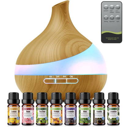 HJTHJT 500ML Essential Oil Diffuser for Home: 14 Color LED, Remote Control